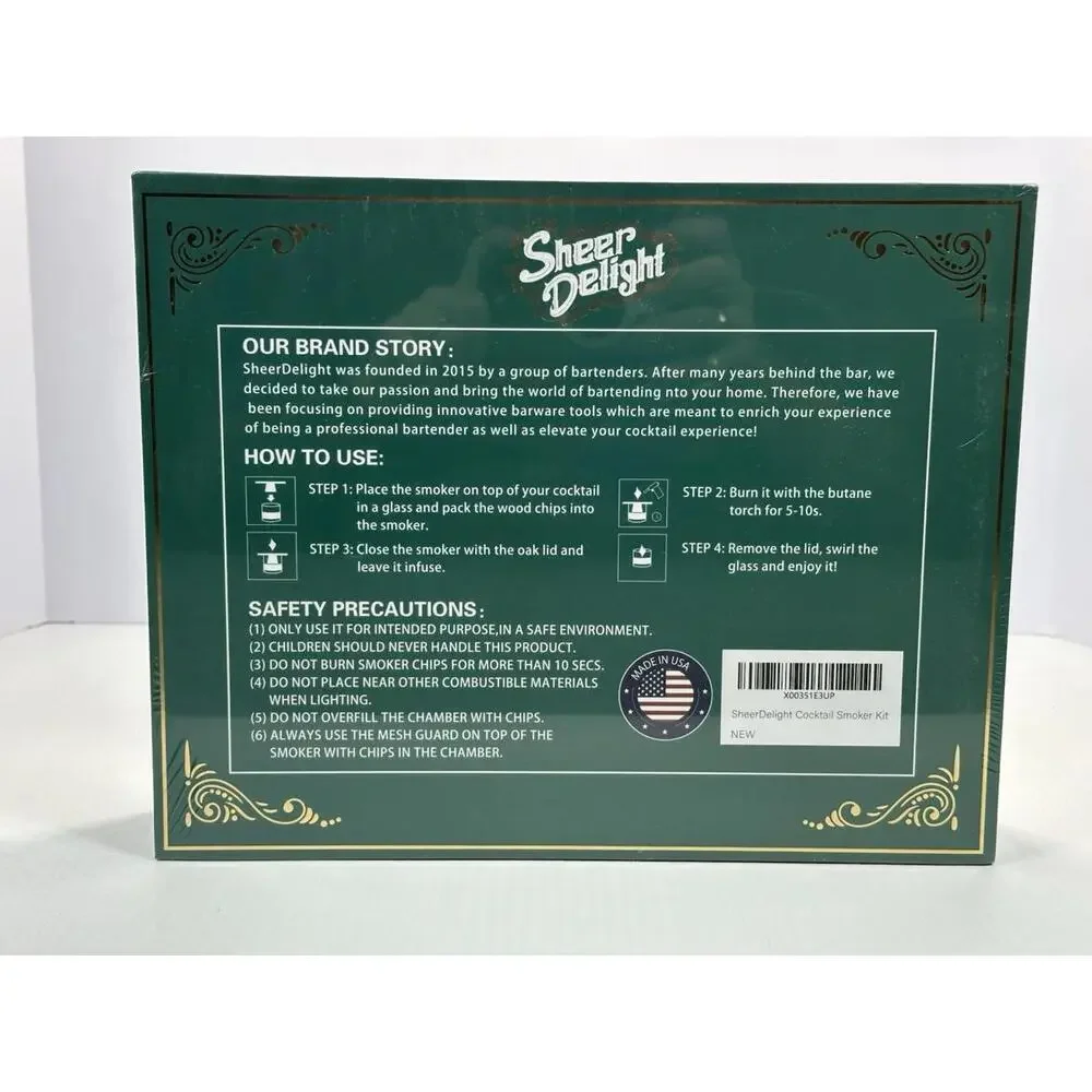 Sheer Delight Cocktail Smoker Kit Torch for‎ Whiskey Bourbon Old Fashioned